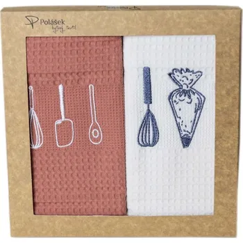 Utěrka Polášek Dárková sada vaflových vyšívaných utěrek Bavlna, 2 ks set 1