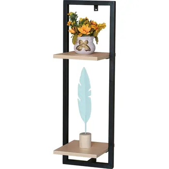 police Nástěnná polička FRIMAR, černý kov/dub + vyzvednutí ZDARMA