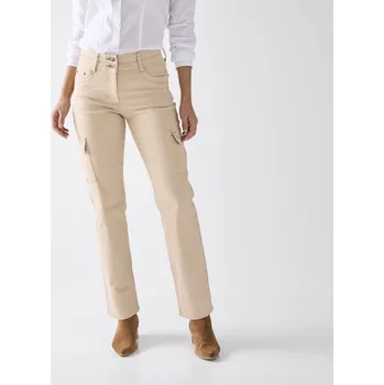 Dámské džíny Rovné cargo džíny písková 40