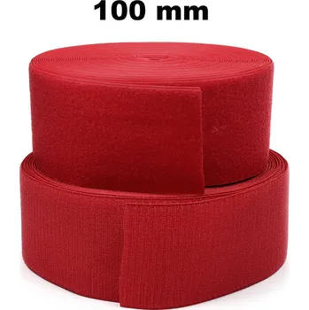 Zip Pásek na suchý zip našívací Háček a Smyčka set Červený 100 mm x 25 bm