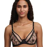 Trojúhelníková podprsenka z vyšívaného tylu Suzy, s kosticemi černá 70C