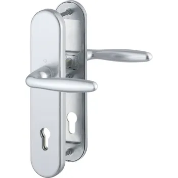 Dveřní kování Bezpečnostní kování na vchodové dveře VERONA, klika-klika Stříbrná střed 10 Bez zakrytí