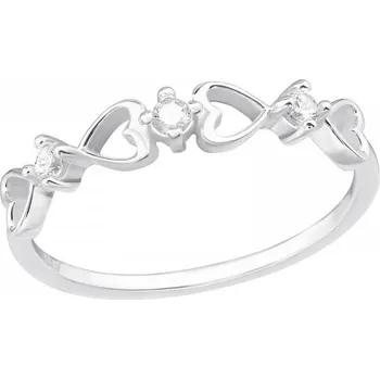 Prsten Stříbrný prsten HEART se Zirkony Velikost: 6/52 Ag 925/1000