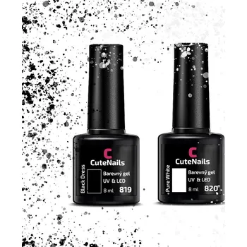 CuteNails Sada UV Gelů: Black & White - 2 x 8 ml