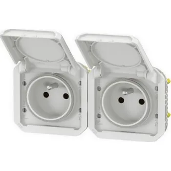 vypínač Legrand Plexo IP55 venkovní zásuvka 2x16A vodorovná 069642L