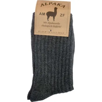 Dámské ponožky BabičkaOvečková.cz Ponožky Tomáš z vlny lama alpaka šedá, Velikost EU 35 - 38