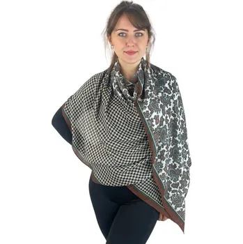 Šátek Dámský šátek 80 x 175 cm malé ornamenty tmavě hnědý