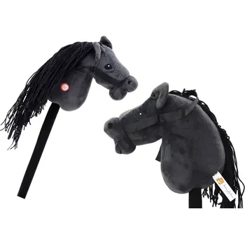 plyšák Plyšová hlava koně na tyči Hobby Horse Longhair Black Sounds