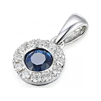 Přívěsek Gems, Diamantový přívěsek Lien, bílé zlato s brilianty a safírem, 585-38-2-0287.1B00.0.00.HSI.602.23