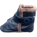 CAROZOO Kožené capáčky zimní tmavě modré 3-4 roky Modrá 26,5
