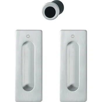 Mušle pro posuvné dveře HOPPE - set M464, bez zámku, hranaté, bez otv., chrom mat