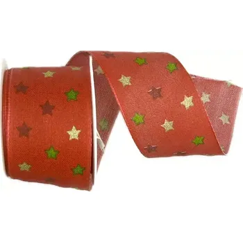 Stuha Stuha vánoční bavlněná LIGHT SPOTS červená 40mm x 2m (13,-Kč/m) (Stuha vánoční bavlněná, jednostranný potisk, s vlascem v lemu)