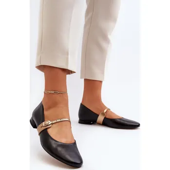 Dámské baleríny Dámské kožené baleríny na plochém podpatku Laura Messi 2774 černé Laura Messi černá 3082110