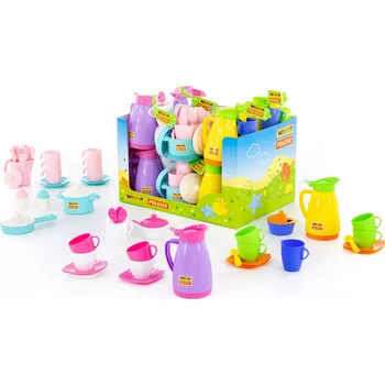 Dětská kuchyňka WADER Dětské nádobíčko Růžovo-bílý set s fialovou konvičkou