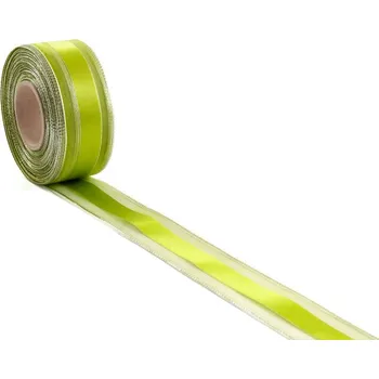 Stuha Monofilová stuha se saténovým středem 40 mm Zelená