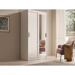 Šatní skříň s posuvnými dveřmi a zrcadlem Hailey - 100 cm Barva: Bílá