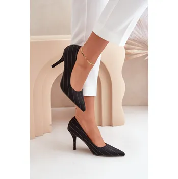 Dámské lodičky Materiálové Dámské Lodičky V Proužku Tifidra Barva: Černá, Velikost: 37