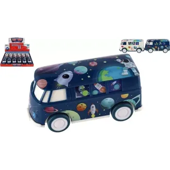 Hračka Teddies Autobus vesmír plast 13cm na setrvačník 2 barvy