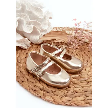 Dívčí baleríny FR1 Dětské baletky s proužky zlaté Margenis Boto hnědá 3099620