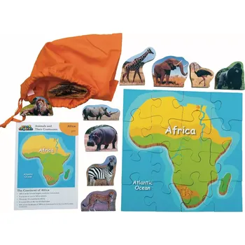 Puzzle Just Jigsaws 770 Afrika a její zvířata dřevěné 16 dílů a 10 zvířat