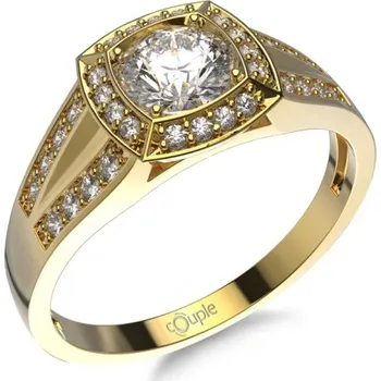 Prsten Couple, Neobvyklý zásnubní prsten Gewenith, zirkony a žluté zlato, vel. 60, prům. 19.1 mm, 585-52-1-0509.0Z00.0.60.001