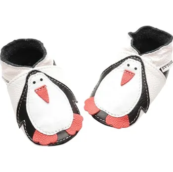 Capáčky EVTODI Kožené capáčky s koženou podrážkou s tučňákem 12-18 měsíců Černá 21,5