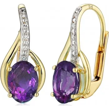 Náušnice Gems, Diamantové náušnice Monroe, kombinované zlato s brilianty a ametysty, 585-38-3-4528.2ZB0.0.00.HSI.605