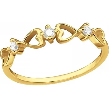 Prsten Pozlacený prsten HEART se Zirkony Velikost: 8/57-58 Ag 925/1000