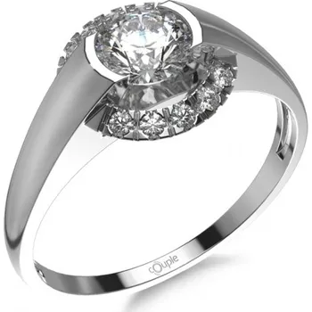 Prsten Couple, Netradiční zásnubní prsten Médea, bílé zlato a zirkony, vel. 58, prům. 18.5 mm, 585-52-1-0506.1B00.0.58.001