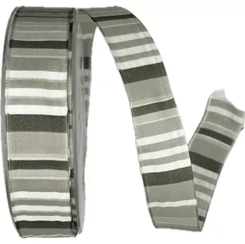 Stuha POSLEDNÍ KUS! Stuha taftová BARBADOS GREY 25mm x 20m (4,-Kč/m) (Stuha taftová, oboustranná, s drátkem v lemu)