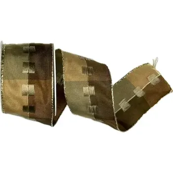 Stuha Stuha vánoční CELEBRATION BROWN 40mm x 2m (15,-Kč/m) (Stuha vánoční, saténová, oboustranná, s drátkem v lemu)