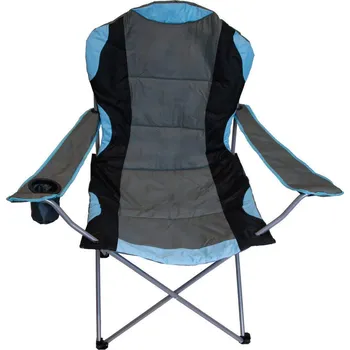 Zahradní nábytek POWER SHOT Sada 2 kempingových židlí s držákem na láhev na područce MODRÁ|ČERNÁ|ŠEDÁ