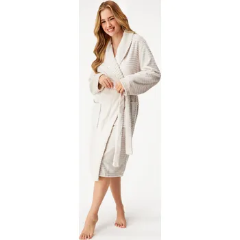 Dámský župan Hřejivý župan Stripe dlouhý