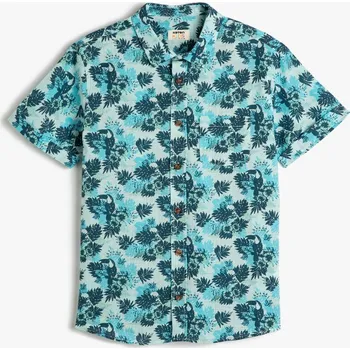 Dámská košile Koton květinová košile s krátkým rukávem Koton modrá | bílá | šedá | tyrkysová | světle modrá | vícebarevná 2310688