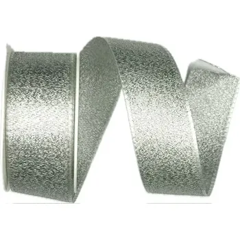 Stuha Stuha taftová HIGH SOCIETY stříbrná matná 25mm x 2m (11,-Kč/m) (Stuha taftová s lurexem, oboulící , metalický efekt)