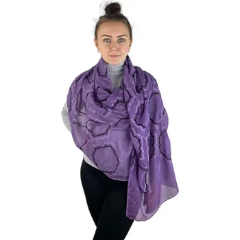 Dámský šátek 90 x 175 cm Ornaments 23-08 tmavě fialový