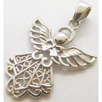 Přívěsek Klenoty Budín Velký dámský zlatý přívěsek andílek z bílého zlata 585/1,07gr 01544 (Klenoty Budín Velký dámský zlatý přívěsek andílek z bílého zlata 585/1,07gr 01544)