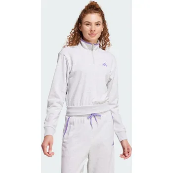 Dámská bunda ADIDAS Sportovní bunda Essentials Color Pop French Terry Crop Quarter-Zip L ŠEDÁ