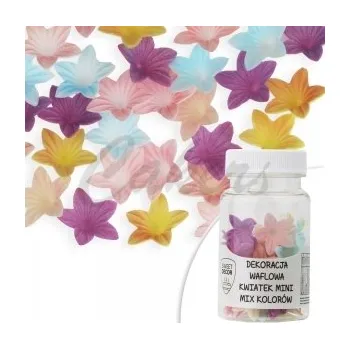 Jedlá dekorace na dort Oplatkové kvítka - mix barev ,40ks