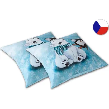 Dekorativní polštářek Damaškový dekorační polštářek 40x40 EXCELLENT EVELYN Méďa modrý