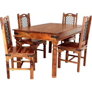 Jídelní set Stůl a židle set pro 4 osoby z masivu palisandr