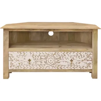 Televizní stolek Rohový stolek pod tv z masivního dřeva mango 110x60x50