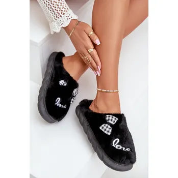 Dámské pantofle Dámské Kožené Pantofle S Nášivkami A Mašlí Linnorelia Barva: Černá, Velikost: 36/37