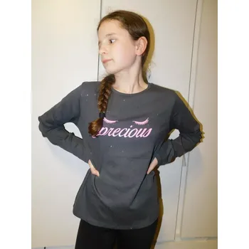 Dívčí tričko Dívčí tričko dl.r. Kugo ST3526 tmavě šedé