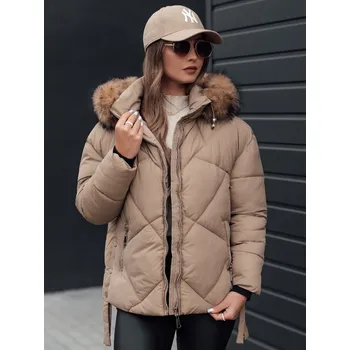 Dámská zimní bunda LESISI s kapucí, béžová DStreet hnědá 3069085