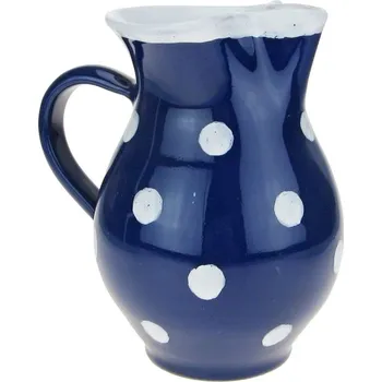 Džbán modrý s bílými puntíky 20,5 cm (Keramický džbán puntík)