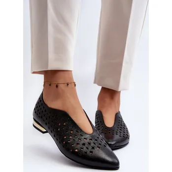 Dámské baleríny Průsvitné baletky z přírodní kůže Zazoo 2883 Černé Zazoo černá 3076375