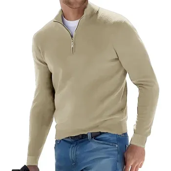 Pánský svetr Pánský svetr se zipem Casual Sweater Barva: Béžová, Velikost: L