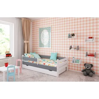 Postel Postel Ronda 180/80 cm - bílá/ šedá + matrace + šuplík