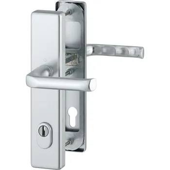 Stavebniny Bezpečnostní kování na vchodové dveře LONDON, klika-klika 67 - 77 mm Stříbrná Se zakrytím